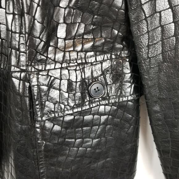 Neiman Marcus Women's Black Embossed Leather Jacket Size L Large - Picture 5 of 7